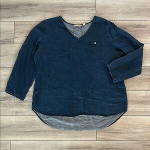 Soft Surroundings denim tunic shirt top size large